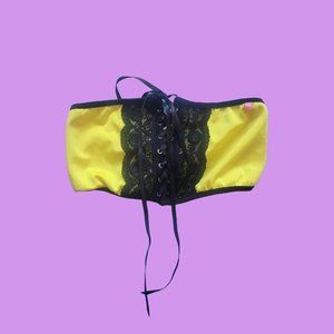 Yellow And Black Strapless bikini top/bralette